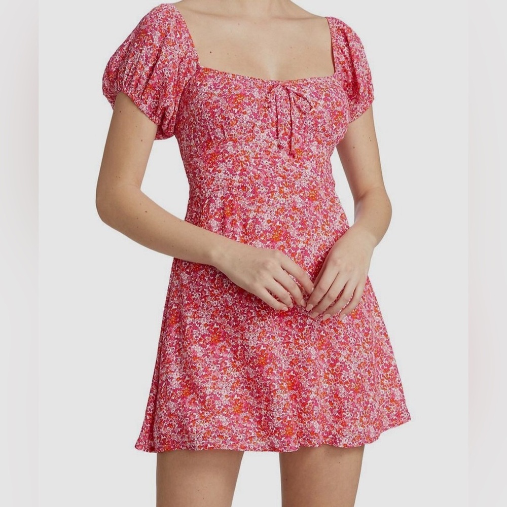 Faithfull The Brand Women's Pink Squared Lovita Mini Dress - small